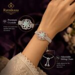 Crystal Flower Bracelet for Women & Girls | Silver-Plated Adjustable Slider Chain Bracelet with Brilliant CZ Diamonds | Elegant Wedding & Party Jewelry | Luxury Gift Box - Image 3
