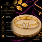 Ratnikaa Gold Butterfly Bangle Bracelet for Women | Mother of Pearl Butterfly Charm | Crystal Accent Link Bracelet | Stainless Steel Waterproof Tarnish-Free - Image 5