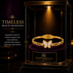 Ratnikaa Gold Butterfly Bangle Bracelet for Women | Mother of Pearl Butterfly Charm | Crystal Accent Link Bracelet | Stainless Steel Waterproof Tarnish-Free - Image 4