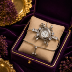 Ratnikaa Crystal Bracelet Watch for Women | Silver Adjustable Slider Chain Watch | Rhinestone Analog Wrist Watch with Dangle Charms | Ethnic Fusion Jewelry Gift - Image 5