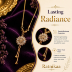 Ratnikaa Gold Crystal Pendant Necklace for Women | Floral Cluster Lariat Necklace with Dangle Chain | Delicate Gold Chain Necklace | Waterproof Tarnish-Free - Image 5