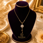 Ratnikaa Gold Crystal Pendant Necklace for Women | Floral Cluster Lariat Necklace with Dangle Chain | Delicate Gold Chain Necklace | Waterproof Tarnish-Free - Image 3