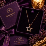 Ratnikaa Gold Star Pendant Necklace for Women | Black Enamel Star with Crystal Halo | Rose Gold Chain Necklace | Waterproof Tarnish-Free - Image 6
