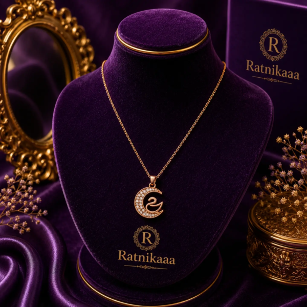Ratnikaa Rose Gold Moon Swan Pendant Necklace for Women | Crystal Crescent Moon Necklace with Swan Charm | Delicate Chain Necklace | Waterproof Tarnish-Free