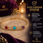 Ratnikaaa Luxury Multicolor Crystal Bracelet for Women | Anti-Tarnish Gold-Plated Bracelet with AAA+ CZ Stones | Adjustable Tennis Bracelet | Elegant Gift for Girls & Women - Image 6