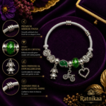 Ratnikaa Silver Charm Bracelet for Women & Girls | Adjustable Charm Bangle with Emerald Green Crystal, Girl, Bicycle & Heart Charms | Elegant Gift Bracelet for Birthday, Friendship & Special Occasions - Image 3