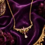 Ratnikaa Gold Plated Floral CZ Pendant Necklace for Women | Elegant Crystal Flower Drop Necklace