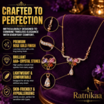 Ratnikaa Rose Gold Butterfly Pendant Necklace for Women | Multicolor Crystal Pendant Chain | Lightweight Fashion Jewelry - Image 3