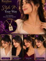 Ratnikaa Gold-Tone Crystal Padlock Pendant Necklace for Women | Sparkling Lock Pendant with Dazzling Crystal Detailing | Elegant Statement Necklace for Everyday Wear & Gifting - Image 5