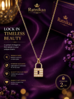 Ratnikaa Gold-Tone Crystal Padlock Pendant Necklace for Women | Sparkling Lock Pendant with Dazzling Crystal Detailing | Elegant Statement Necklace for Everyday Wear & Gifting - Image 6