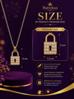 Ratnikaa Gold-Tone Crystal Padlock Pendant Necklace for Women | Sparkling Lock Pendant with Dazzling Crystal Detailing | Elegant Statement Necklace for Everyday Wear & Gifting - Image 3