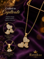 Triple Heart Crystal Pendant Necklace for Women | Gold-Tone Heart Necklace with Sparkling Crystal Detailing - Image 5