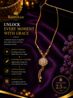 Gold-Tone Crystal Pendant Necklace for Women | Elegant Floral Cluster Design with Graceful Dangling Detail - Image 4