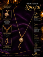 Gold-Tone Crystal Pendant Necklace for Women | Elegant Floral Cluster Design with Graceful Dangling Detail - Image 5