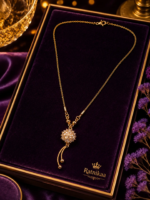 Gold-Tone Crystal Pendant Necklace for Women | Elegant Floral Cluster Design with Graceful Dangling Detail