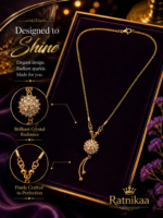 Gold-Tone Crystal Pendant Necklace for Women | Elegant Floral Cluster Design with Graceful Dangling Detail - Image 7