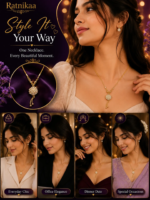 Gold-Tone Crystal Pendant Necklace for Women | Elegant Floral Cluster Design with Graceful Dangling Detail - Image 3