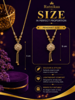 Gold-Tone Crystal Pendant Necklace for Women | Elegant Floral Cluster Design with Graceful Dangling Detail - Image 2