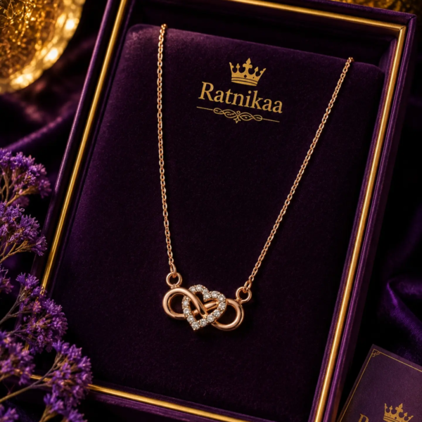Rose Gold Heart & Infinity Pendant Necklace for Women | Sparkling Crystal Heart Design, Elegant Lightweight Chain, Tarnish-Resistant Finish