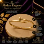 Ratnikaa Gold Nail Bangle Bracelet for Women | 18K Gold Plated Screw Nail Cuff | Stainless Steel Waterproof Tarnish-Free - Image 3