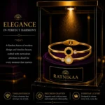 Ratnikaa Gold Bangle Bracelet for Women | Roman Numeral Double Circle Design | Black Onyx & Mother of Pearl Stone | Crystal Accent Cuff Bracelet | - Image 3