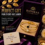 Ratnikaa Gold Bangle Bracelet for Women | Roman Numeral Double Circle Design | Black Onyx & Mother of Pearl Stone | Crystal Accent Cuff Bracelet | - Image 6